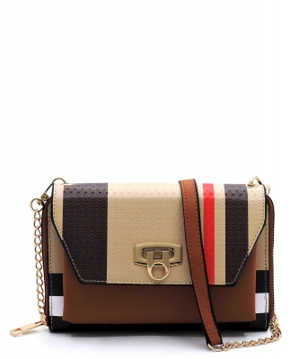 Tartan Plaid Check Zip Around Crossbody Clutch Wallet BT2745 TAN